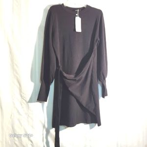 ZCSIA STYLE DESIGN BLACK WRAP LONGSLEEVE SWEATER DRESS SIZE LARGE